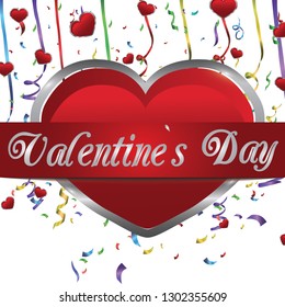 Valentine's Day, happy day of love. Heart flowers compliments. Vector illustration, postcard for valenit's day.