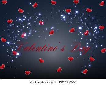 Valentine's Day, happy day of love. Heart flowers compliments. Vector illustration, postcard for valenit's day.