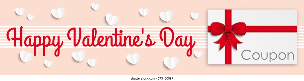 Valentines Day header with hearts and coupon. Eps 10 vector file.