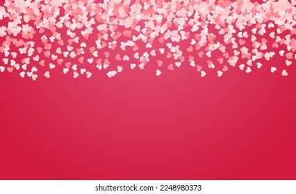 Valentine's day header or voucher template with hearts and clouds. Poster or banner with white and pink paper cut hearts. Place for text.