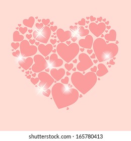 Valentines day heart backgroung, vector illustration