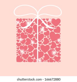 Valentines day heart backgroung, vector illustration