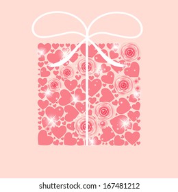 Valentines day heart backgroung, vector illustration