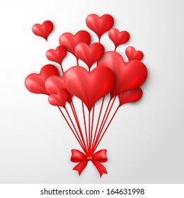 Valentine's day heart balloons isolated on white  background. Vector illustration isolated on white  background. Vector illustration 