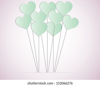Valentines Day Heart Balloons on white Background