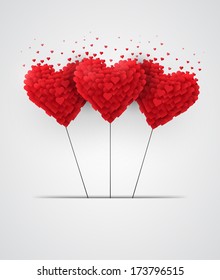 Valentines Day Heart Balloons on White Background