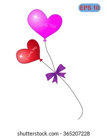 Valentines Day Heart Balloons on white background vector illustration 