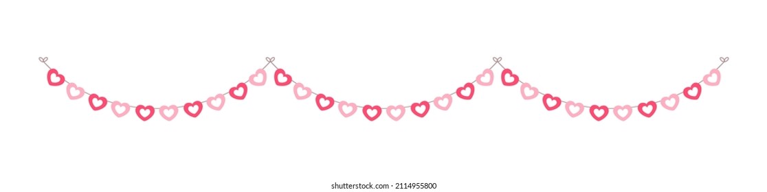 Valentine's Day heart banner bunting clipart vector illustration