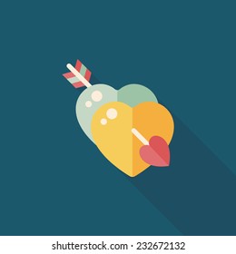 valentine's day heart bow and arrow flat icon with long shadow,eps10