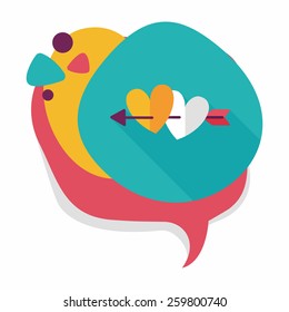 valentine's day heart bow and arrow flat icon with long shadow,eps10