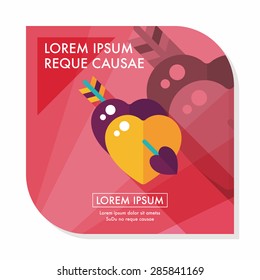 valentine's day heart bow and arrow flat icon with long shadow,eps10