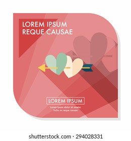 valentine's day heart bow and arrow flat icon with long shadow,eps10