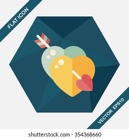 valentine's day heart bow and arrow flat icon with long shadow,eps10