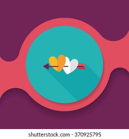 valentine's day heart bow and arrow flat icon with long shadow,eps10