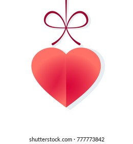 Valentine's day heart with bow isolated on white