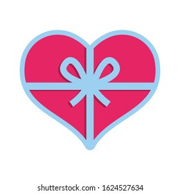 Valentine's day heart box gift. Love present vector illustration.