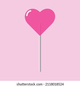 Valentine's Day Heart Candy Lollipop. Heart shaped lollipop icon. Element of sweet icon for mobile concept and web apps. Detailed Heart shaped lollipop icon can be used for web, patisserie and mobile.