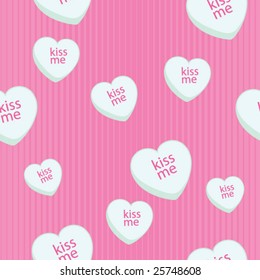 Valentines Day Heart Candy Seamless Background - Vector Illustration