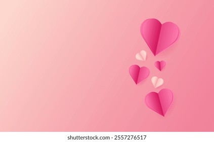 Valentine's Day Heart Card. Cut paper hearts as symbols of love for Valentine's Day greeting card design.