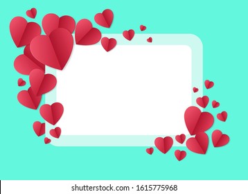 Valentine's day heart concept background.
Theme with red hearts around frame vector illustration.