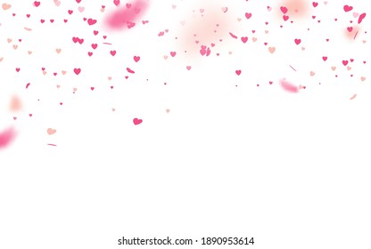 Día de San Valentín con confeti del corazón cayendo sobre fondo blanco. Ilustración del vector