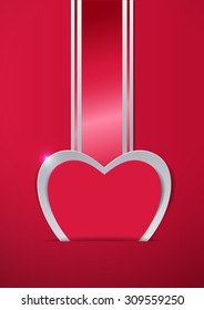 Valentines Day. Heart Cut from Paper and Ribbon, Vector Illustration