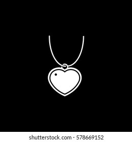 Valentines Day Heart Decoration Flat Icon On Black Background