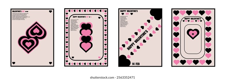 Valentine's Day Heart Design Collection Eps Vector Set. Valentine's Day poster, greeting card, cover, label, sale promotion templates, pattern background in modern trendy geometric style.