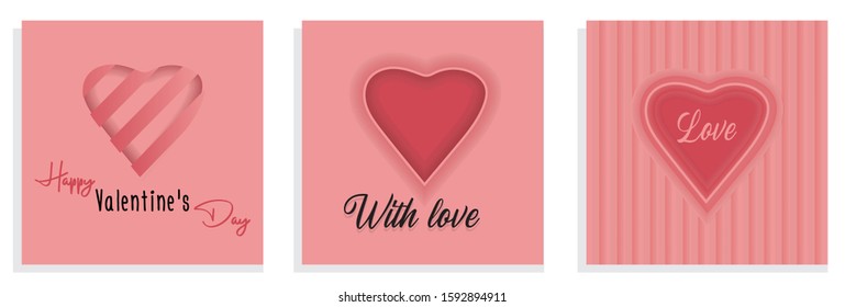 Valentine's day heart design set. Greeting  poster, card, banner collection. Stock Vector illustration.