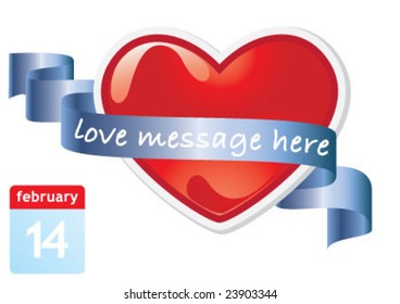 Valentine's day heart design with text ribbon