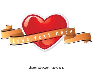 Valentine's day heart design with text ribbon