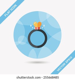 Valentine's Day heart diamond ring flat icon with long shadow,eps10