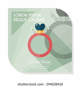 Valentine's Day heart diamond ring flat icon with long shadow,eps10