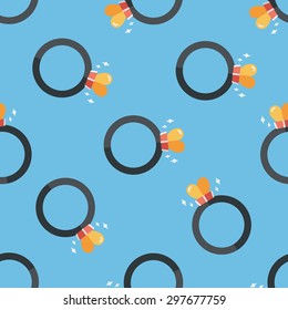 Valentine's Day heart diamond ring flat icon,ep seamless pattern background