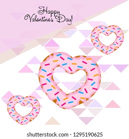 Valentine's Day, heart donut, greeting card, vector background