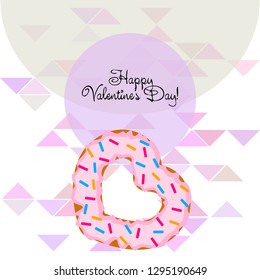 Valentine's Day, heart donut, greeting card, vector background
