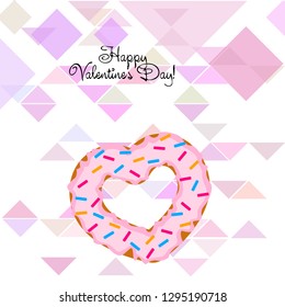 Valentine's Day, heart donut, greeting card, vector background