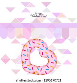 Valentine's Day, heart donut, greeting card, vector background