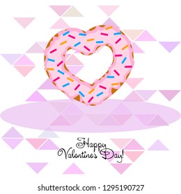 Valentine's Day, heart donut, greeting card, vector background