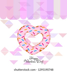 Valentine's Day, heart donut, greeting card, vector background