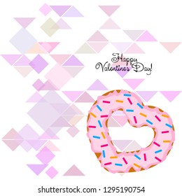 Valentine's Day, heart donut, greeting card, vector background