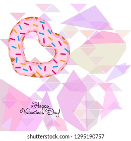 Valentine's Day, heart donut, greeting card, vector background