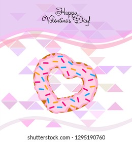 Valentine's Day, heart donut, greeting card, vector background