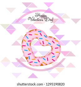 Valentine's Day, heart donut, greeting card, vector background