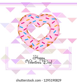 Valentine's Day, heart donut, greeting card, vector background