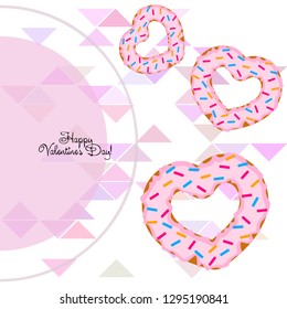 Valentine's Day, heart donut, greeting card, vector background