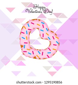 Valentine's Day, heart donut, greeting card, vector background