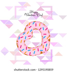 Valentine's Day, heart donut, greeting card, vector background