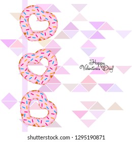Valentine's Day, heart donut, greeting card, vector background