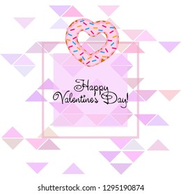 Valentine's Day, heart donut, greeting card, vector background